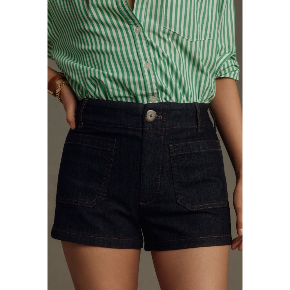 Anthropologie Dark Indigo Denim High-Rise Shorts